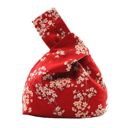 日式御結手挽包 tote bag-紅色碎花